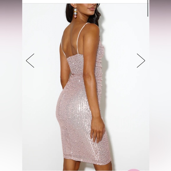 NWT Hello Molly Rose Gold sequins midi dress - Picture 6 of 7